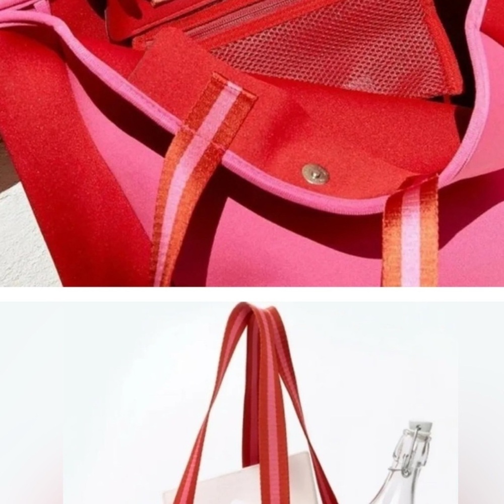 SUMMERSALT Neoprene Pink & Red Beach Pool Bag Tote - Picture 2 of 8